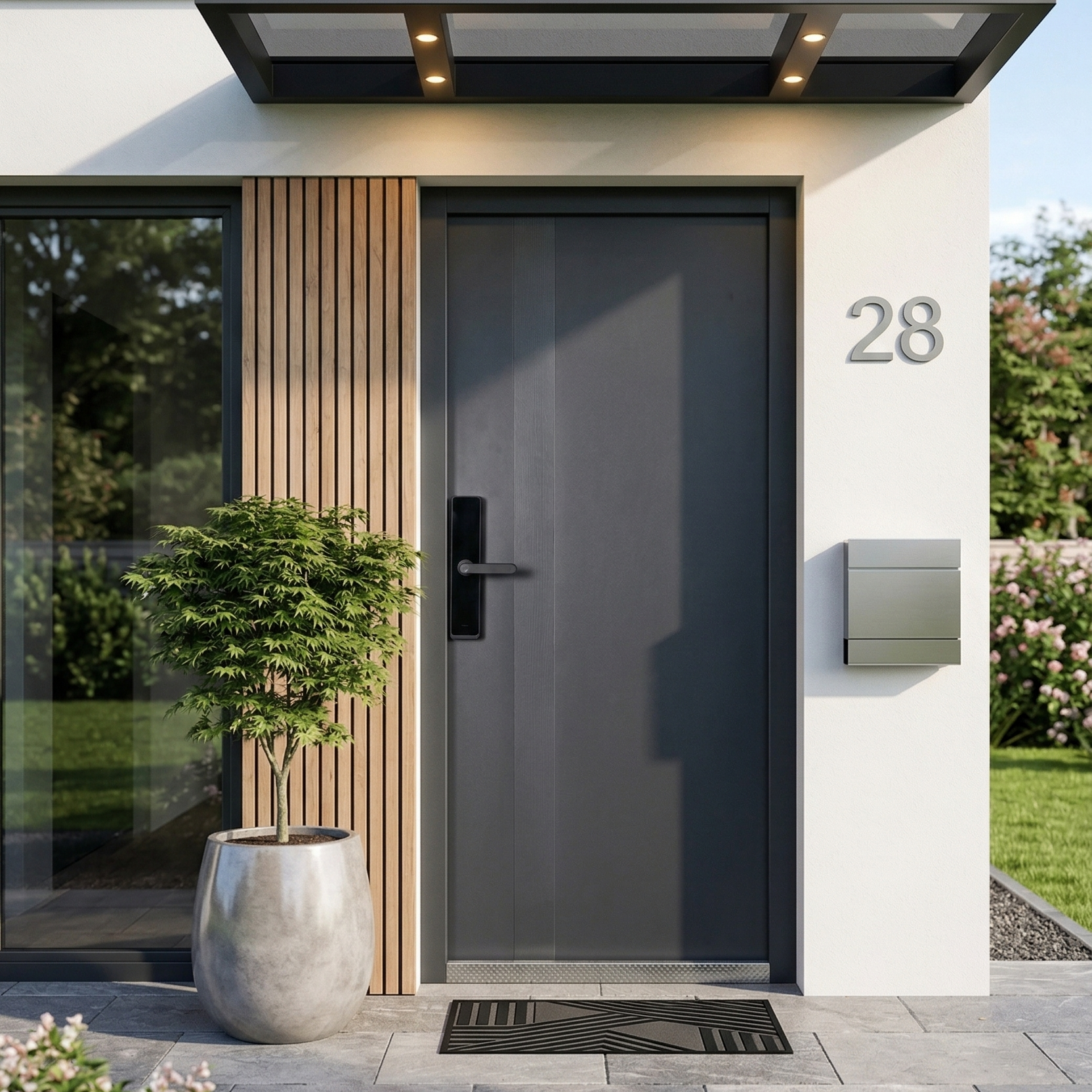 IronDOOR hőszigetelt biztonsági acél bejárati ajtó modern kialakítással