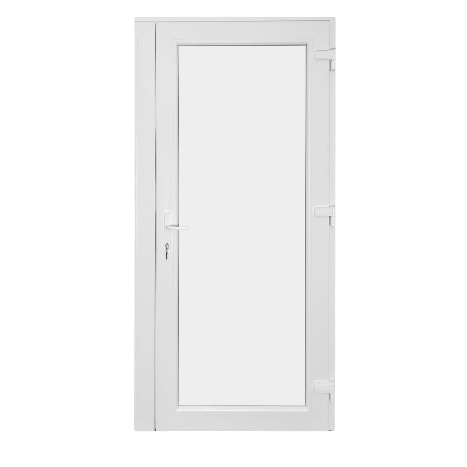 Műanyag bejárati ajtó - teli üveges kivitel - 70mm-es profil, 24mm-es panel, 2 rétegű üveg, zártszelvény merevítéssel