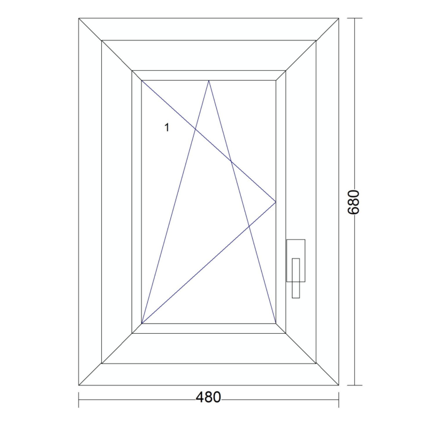 Műanyag ablak bukó-nyíló 480 mm x 680 mm