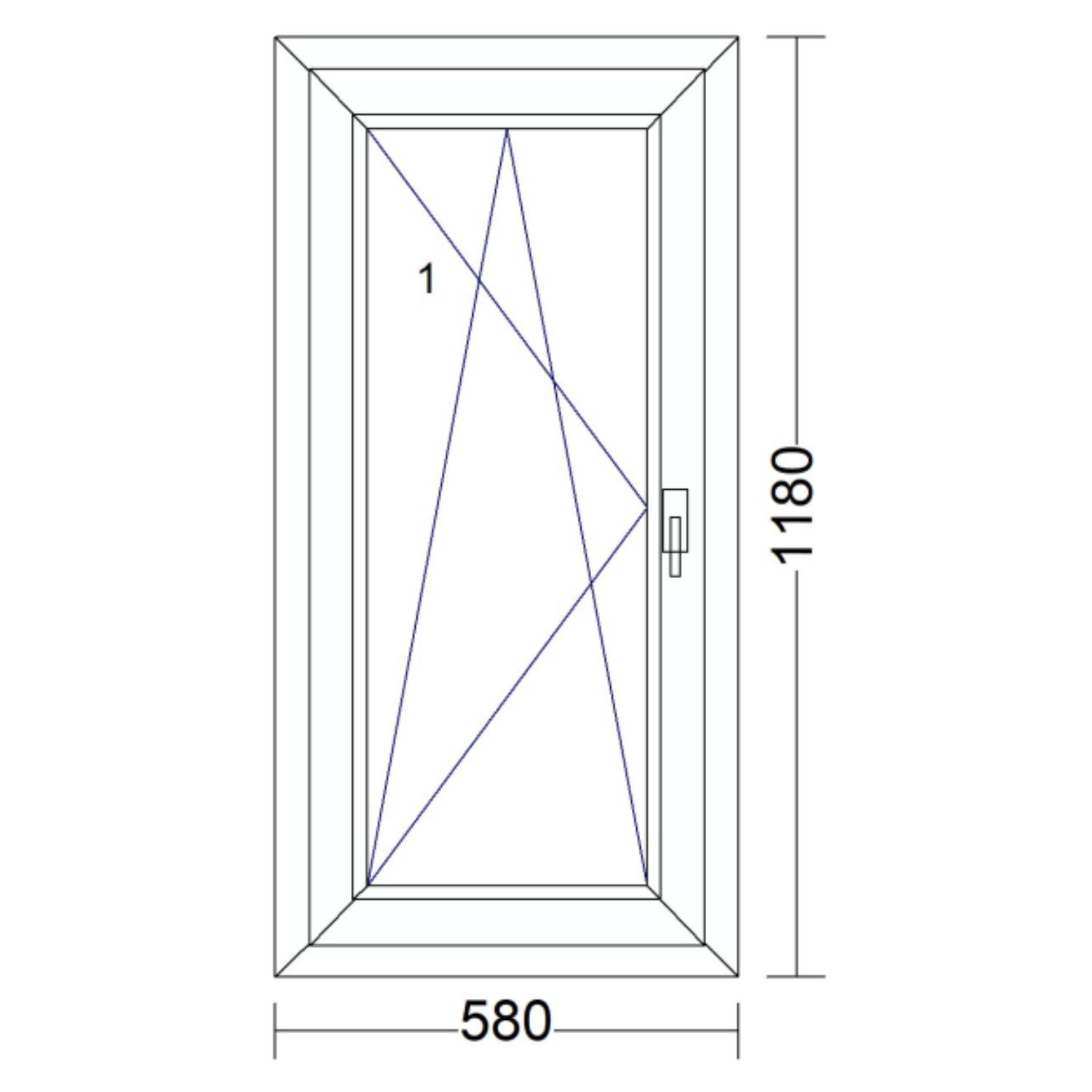 Műanyag ablak bukó-nyíló 580 mm x 1180 mm