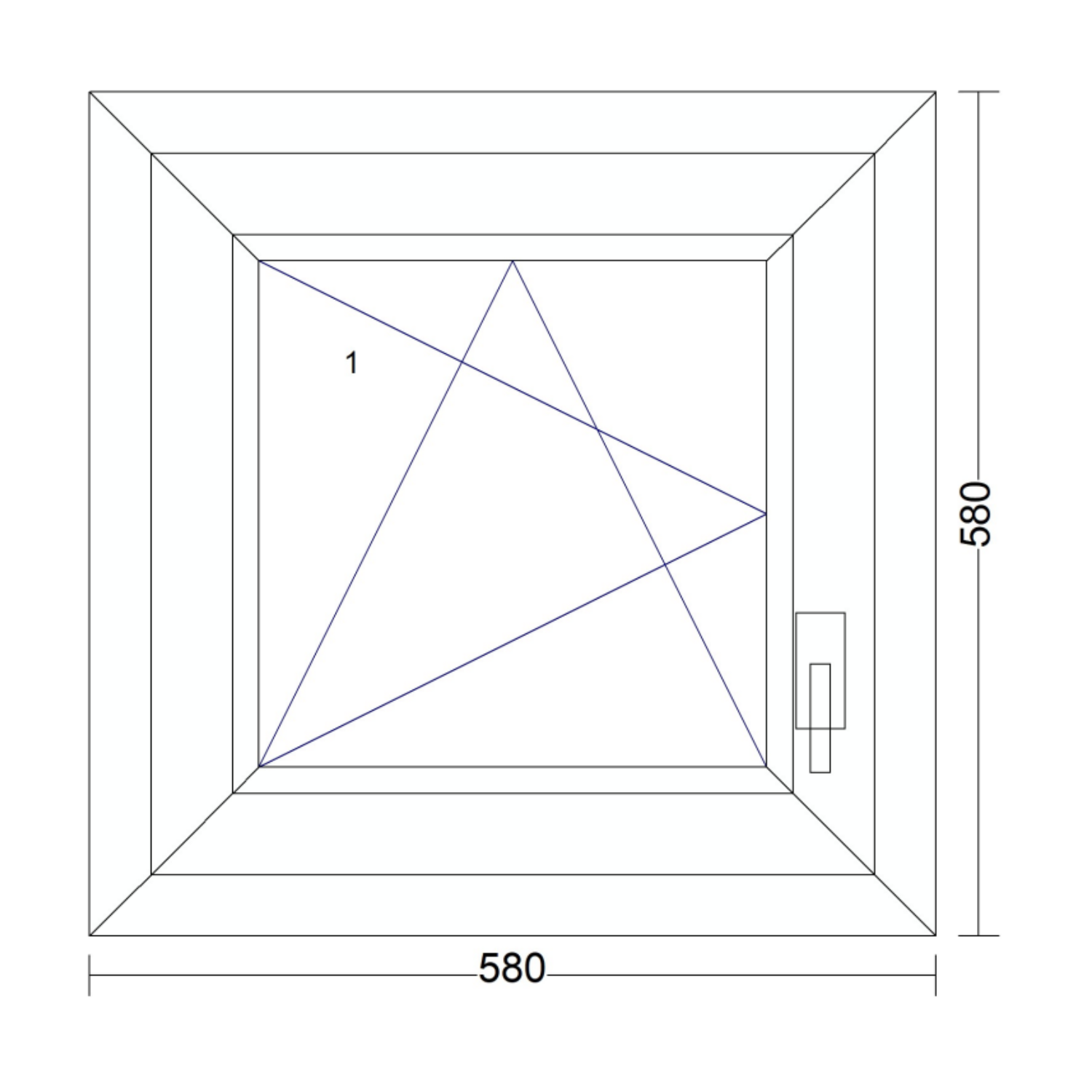 Műanyag ablak bukó-nyíló 580 mm x 580 mm