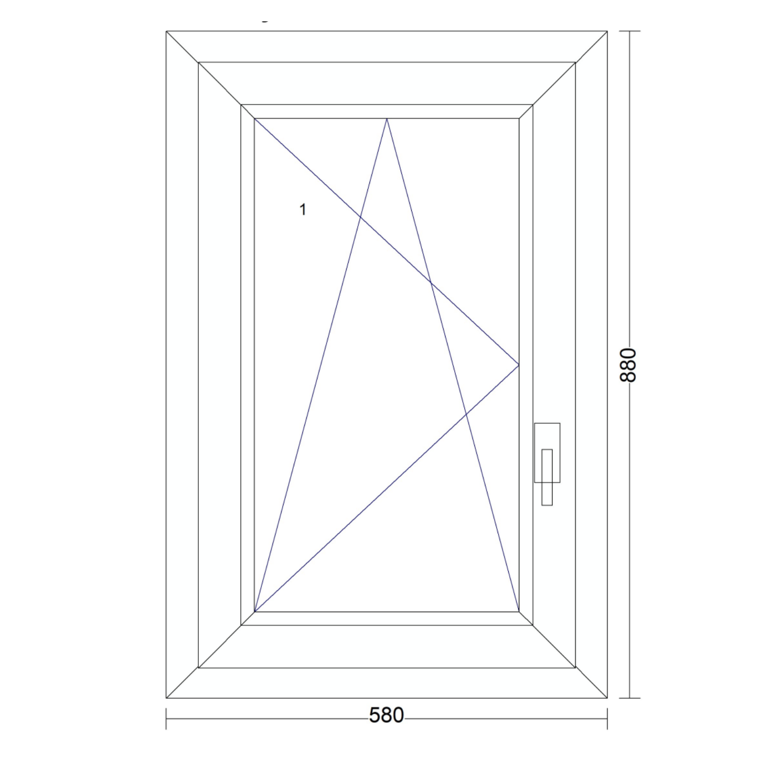Műanyag ablak bukó-nyíló 580 mm x 880 mm
