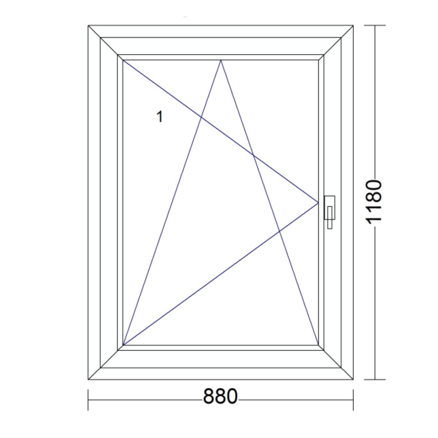 Műanyag ablak bukó-nyíló 880 mm x 1180 mm