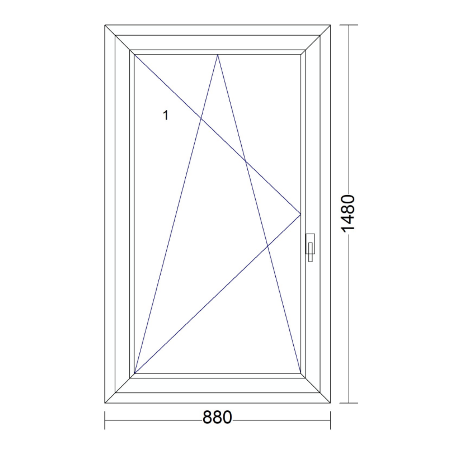 Műanyag ablak bukó-nyíló 880 mm x 1480 mm