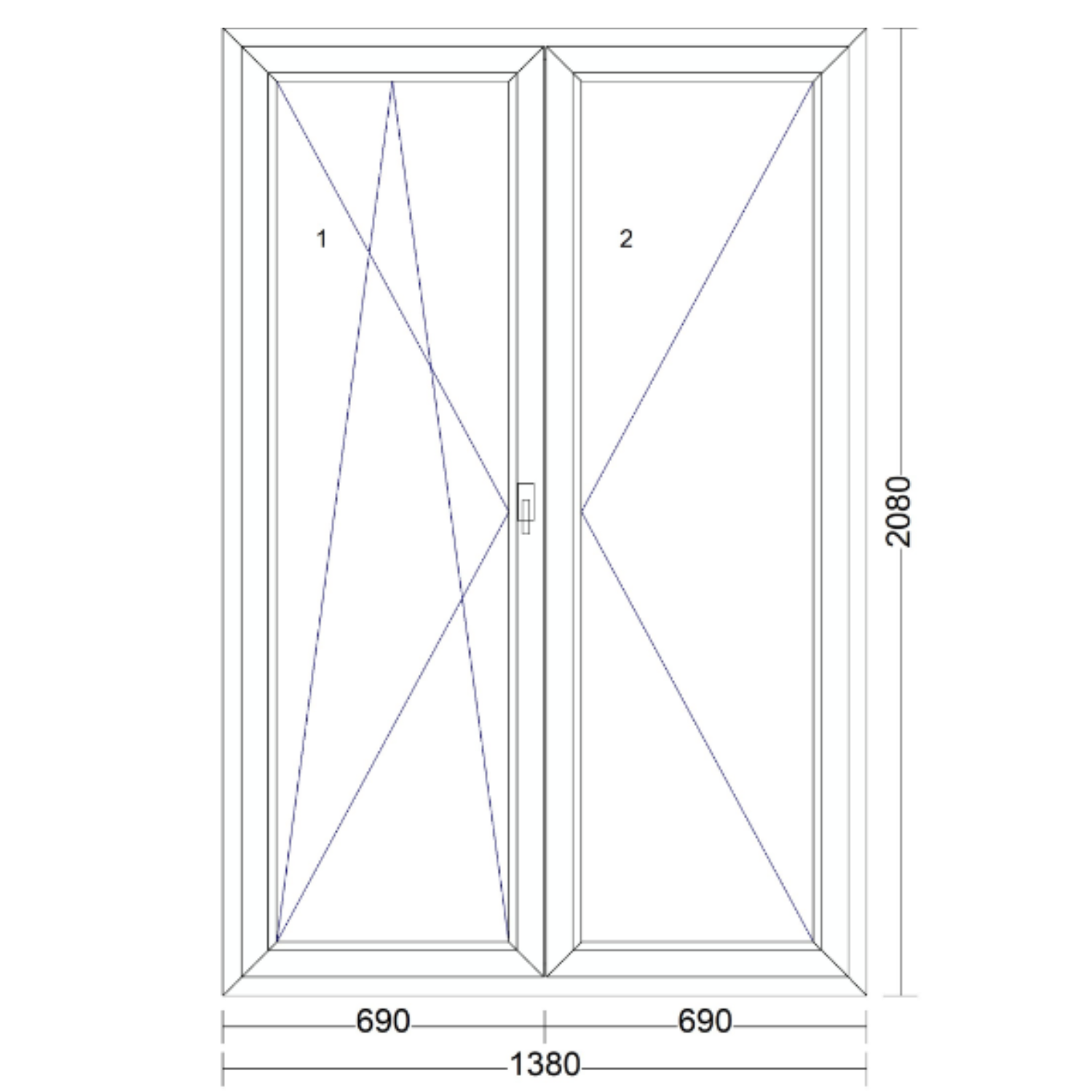 Műanyag erkélyajtó váltószárnyas E. A. bukó-nyíló-nyíló 1380 mm x 2080 mm